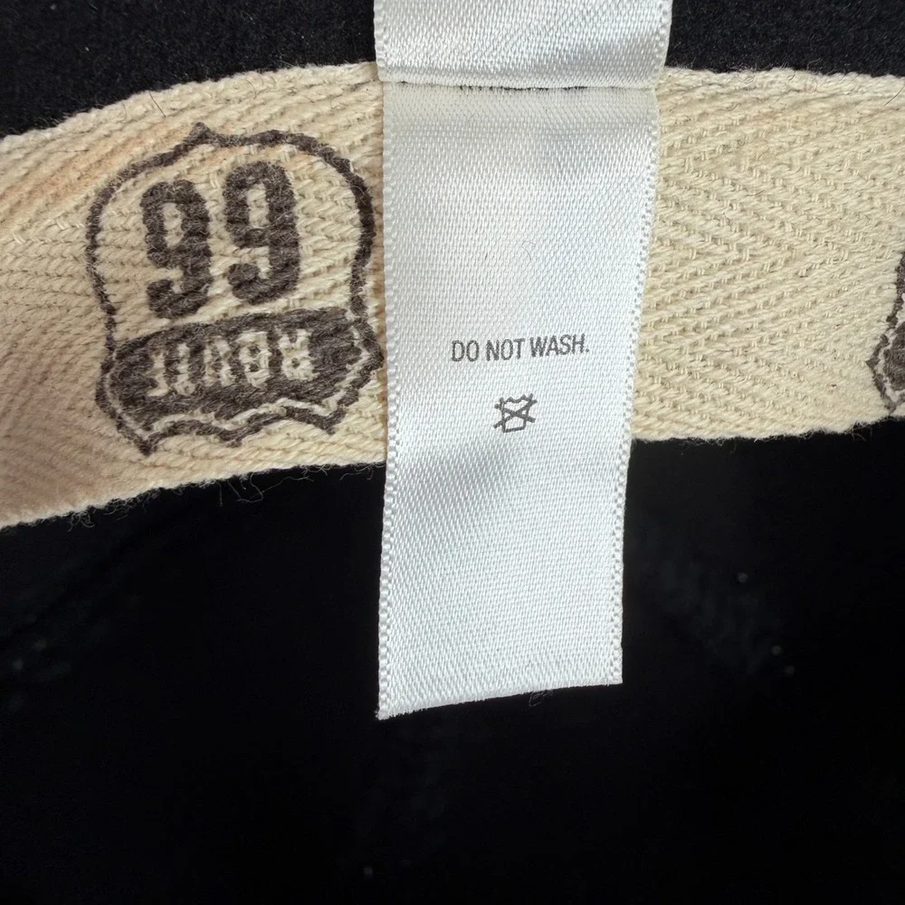 Vintage Y2K Cloche Bucket Hat Black Wool Crochet Flower Trim Winter Boho Retro